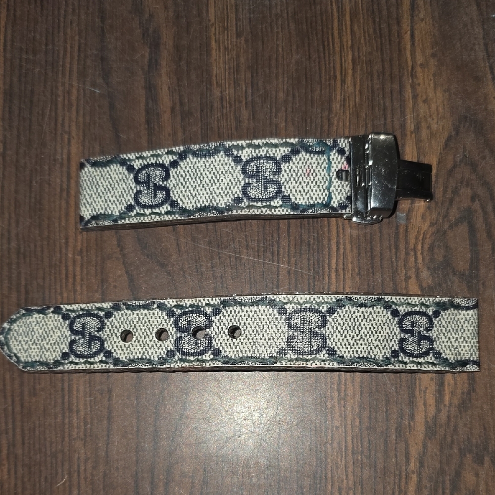 Repurposed Gucci Navy Monogram Watch Band